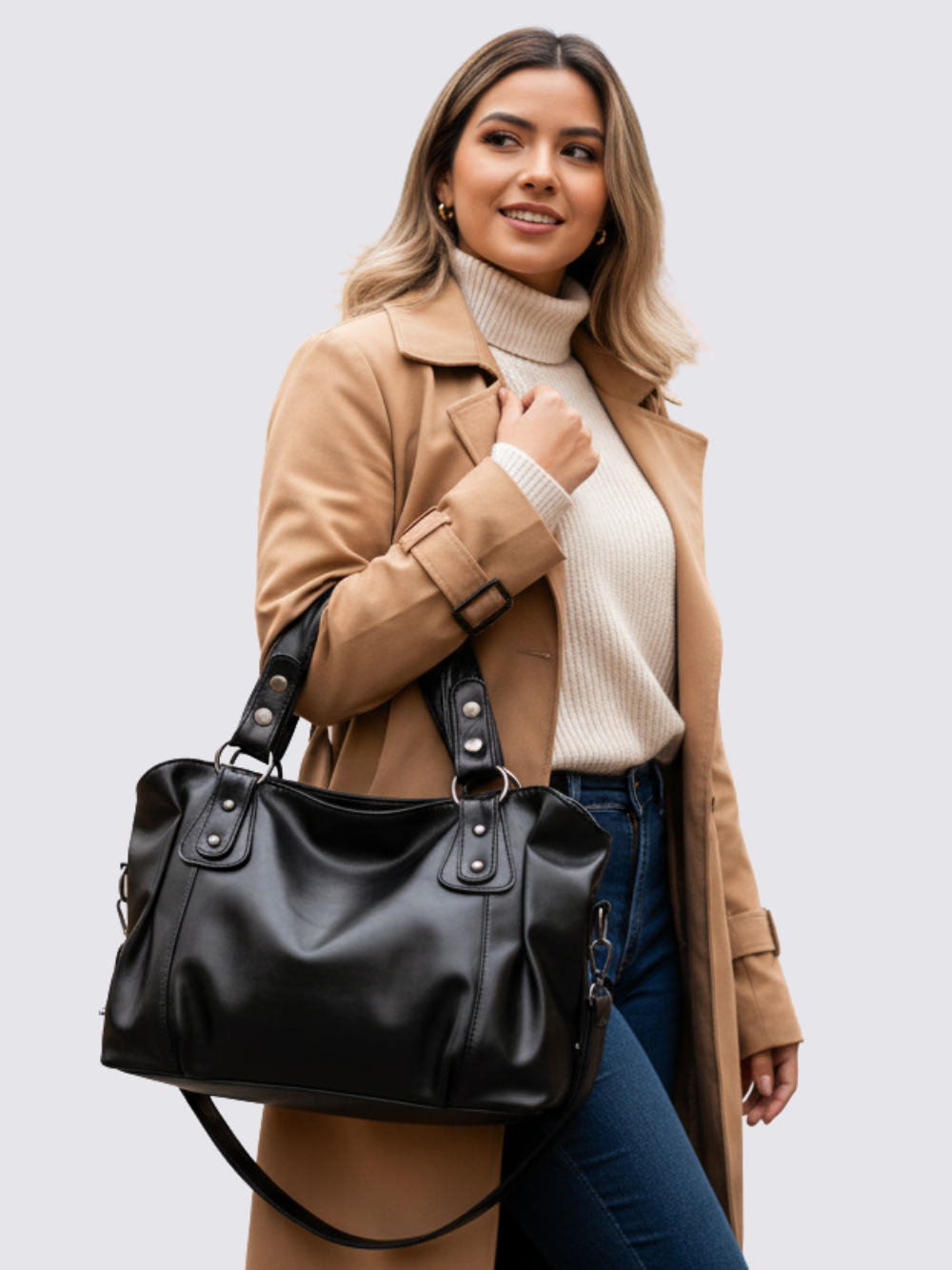 Skórzana torba Angelina - czarna