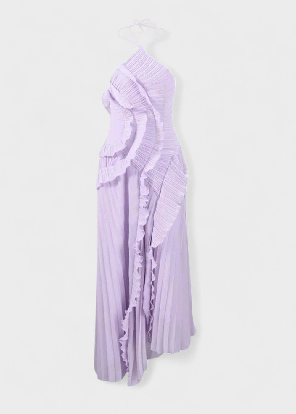Elegancka sukienka na szyję z kaskadowymi falbanami - Vichy Signature