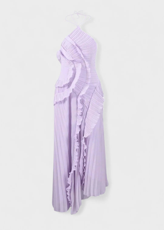 Elegancka sukienka na szyję z kaskadowymi falbanami - Vichy Signature